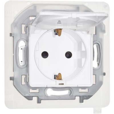 Розетка 1-м СП Inspiria 16А IP44 250В 2P+E защ. шторки с крышкой немецк. стандарт механизм бел. IEK 673740