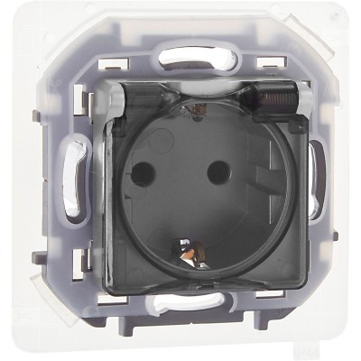 Розетка 1-м СП Inspiria 16А IP44 250В 2P+E защ. шторки с крышкой немецк. стандарт механизм алюм. IEK 673742