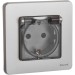 Розетка 1-м СП Inspiria 16А IP44 250В 2P+E защ. шторки с крышкой немецк. стандарт механизм алюм. IEK 673742