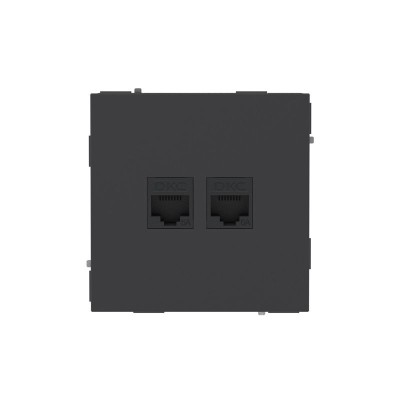 Розетка компьютерная 2-м KANT RJ45 кат.6A без шторки черн. уголь DKC 7012674