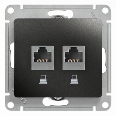 Розетка компьютерная 2-м Glossa RJ45 кат.5E механизм антрацит SE GSL000785KK Розетка компьютерная 2-м Glossa RJ45 кат.5E механизм антрацит SE GSL000785KK