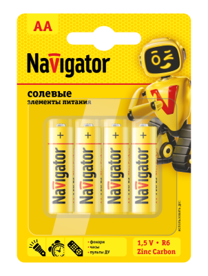 Элемент питания солевой AA/R6 94 758 NBT-NS-R6-BP4 (блист.4шт) Navigator 94758
