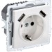 Розетка BRITE РЮш10-1-БрБ 16А с USB A+A 2.1А с заземл. защ. шторки механизм бел. IEK BR-R14-16-U21-D21-K01