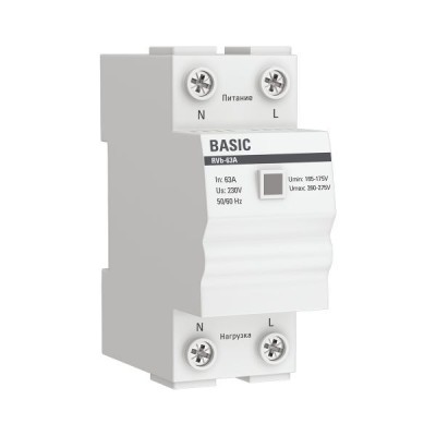 Реле напряжения RVb-63A (сквозное подкл.) Basic EKF rvb-63a