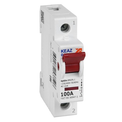 Выключатель нагрузки модульный 1п 100А OptiDin BM63PL-1100-УХЛ3 (ВМ63PL) КЭАЗ 328160