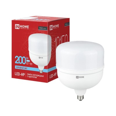 Лампа светодиодная LED-HP-PRO 200Вт 6500К E27 с адаптером E40 19150лм 230В IN HOME 4690612066547