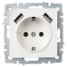 Розетка BRITE РЮш10-2-БрБ 16А с USB A+A 3.1А с заземл. защ. шторки механизм бел. IEK BR-R14-16-U21-D31-K01