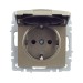 Розетка BRITE РСбш10-3-БрШ 16А IP20 с заземл. защ. шторки с крышкой механизм шампань IEK BR-R16-16-K37