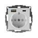 Розетка AtlasDesign 16А с 2-мя заряд. устройствами USB тип A+C 5В/2.4А 2х5В/1.2А механизм бел. SE ATN000132