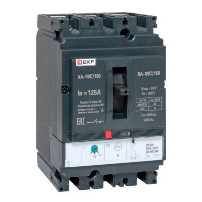 Выключатель автоматический 3п 160/125А 36кА ВА-99C Compact NS PROxima EKF mccb99C-160-125 Выключатель автоматический 3п 160/125А 36кА ВА-99C Compact NS PROxima EKF mccb99C-160-125