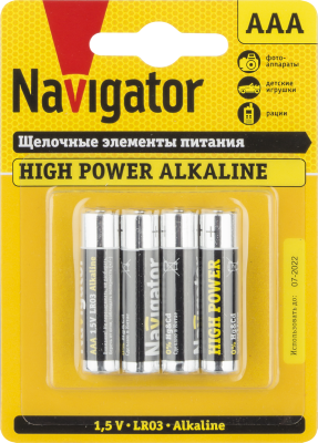 Элемент питания алкалиновый AAA/LR03 94 751 NBT-NE-LR03-BP4 (блист.4шт) Navigator 94751 Элемент питания алкалиновый AAA/LR03 94 751 NBT-NE-LR03-BP4 (блист.4шт) Navigator 94751
