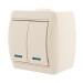 Выключатель 2-кл. ОП Nata 10А IP20 с подсветкой крем. LEZARD 710-0300-112