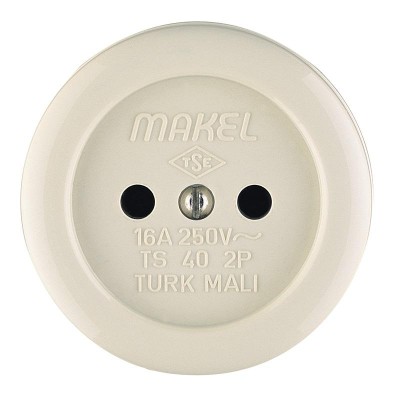 Розетка 1-м ОП 16А IP20 круглая без заземл. керамика беж. Makel 16012 Розетка 1-м ОП 16А IP20 круглая без заземл. керамика беж. Makel 16012