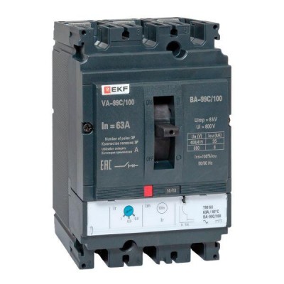 Выключатель автоматический 3п 100/63А 36кА ВА-99C Compact NS PROxima EKF mccb99C-100-63 Выключатель автоматический 3п 100/63А 36кА ВА-99C Compact NS PROxima EKF mccb99C-100-63