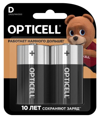 Элемент питания алкалиновый D/LR20 1.5В (блист. 2шт) Basic Opticell 5051005/6051005