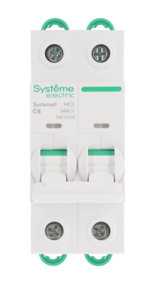 Выключатель автоматический 2п C 6А 6кА Systeme9 400В SE S9F22206
