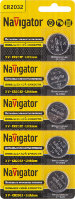 Элемент питания литиевый CR2032 94 765 NBT-CR2032-BP5 (блист.5шт) Navigator 94765 Элемент питания литиевый CR2032 94 765 NBT-CR2032-BP5 (блист.5шт) Navigator 94765