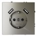 Розетка 1-м СП S70 16А с USB A+A с заземл. защ. шторки механизм шелк Voltum VLS040404