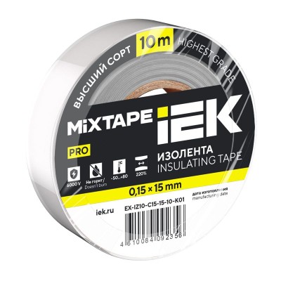 Изолента 0.15х15мм (рул.10м) бел. IEK EX-IZ10-C15-15-10-K01