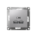 Розетка USB AtlasDesign тип A+A 5В 1х2.1А 2х1.05А механизм алюм. SE ATN000333