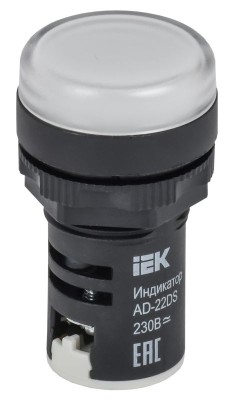 Лампа светосигнальная AD22DS d22мм 230В AC/DC бел. KARAT IEK BLS10-ADDS-230-K01