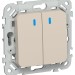 Выключатель 2-кл. СП FLITE ВС12-1-1-ФлЛ 10А с индикацией механизм льняной IEK FI-V20-1-10-1-K88
